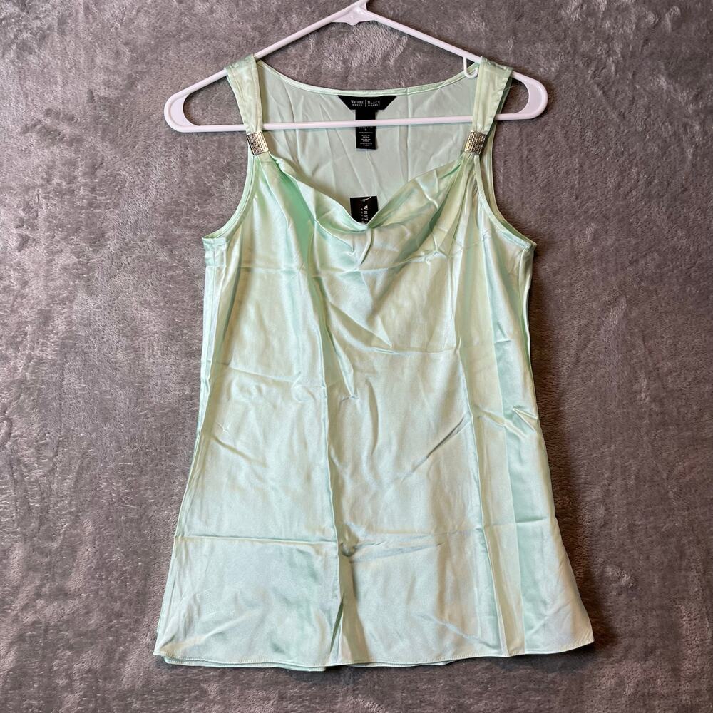 White House Black Market Cowl Neck Silk Stretch Tank Blue New Small